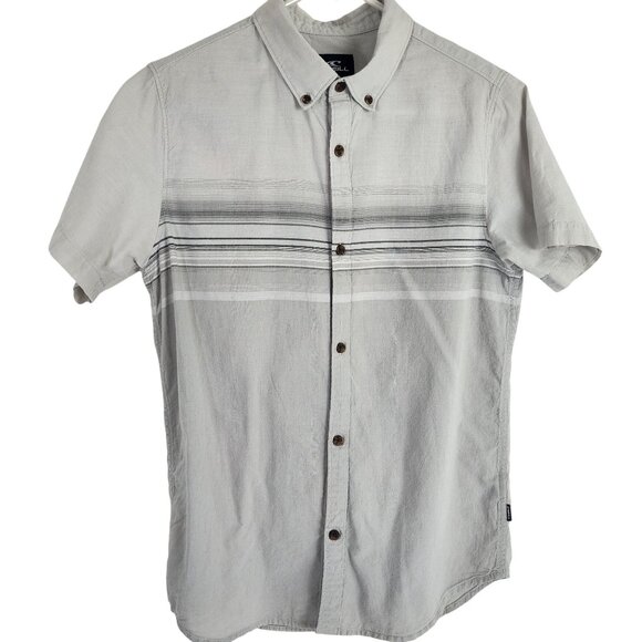 O'Neill Other - ONeill Mens XL Standard Fit Light Grey Striped Short Sleeve Button-Up Shirt